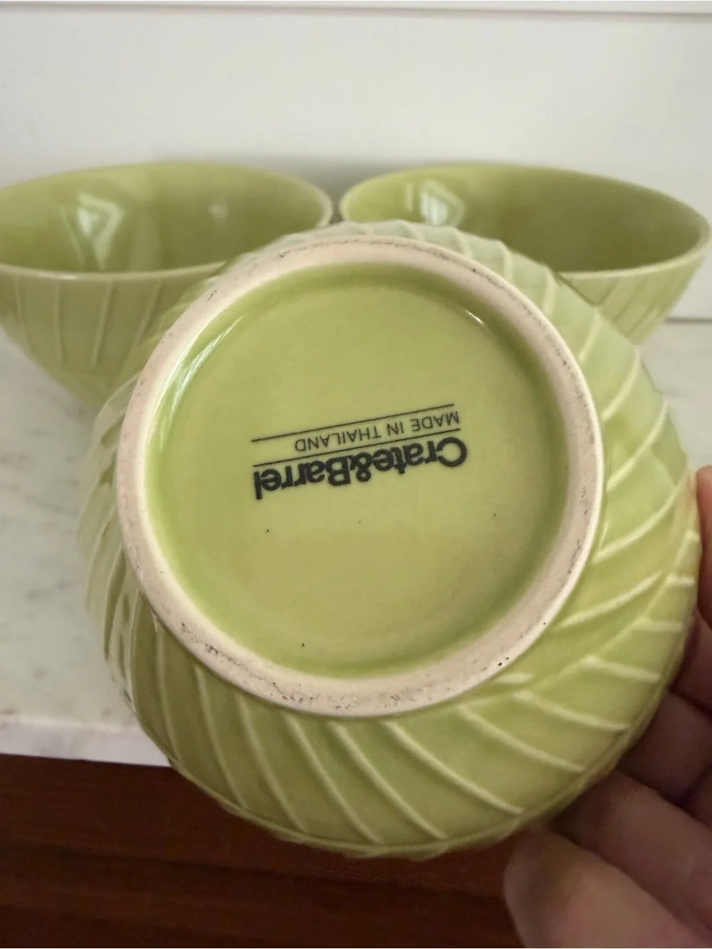 Crate and Barrel Green Leaf Dip Bowls Set of 3
